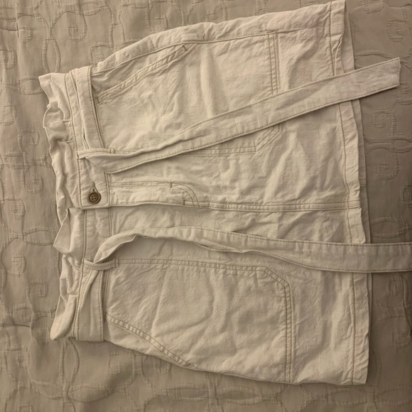 Free People Ivory Denim Tie Front Skirt - Picture 2 of 5